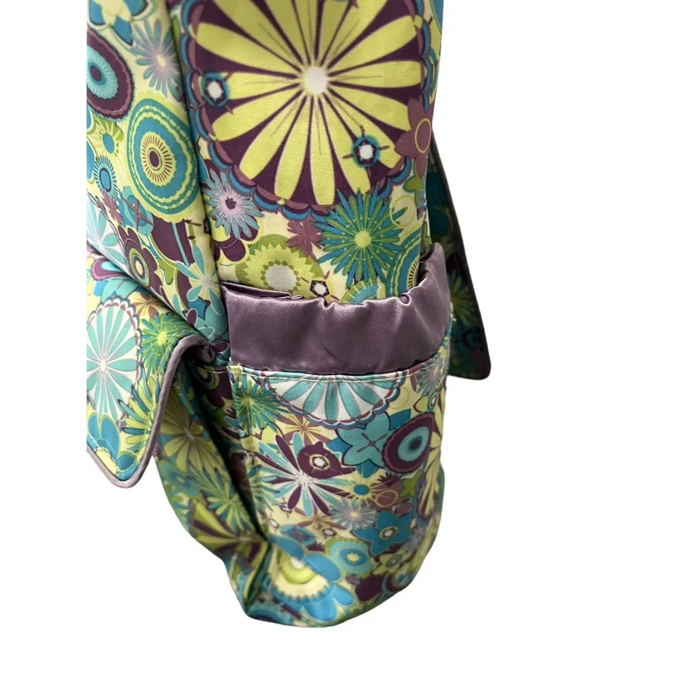 JU JU BE LARGE LAVENDER & GREEN FLORAL DIAPER CARRY BAG